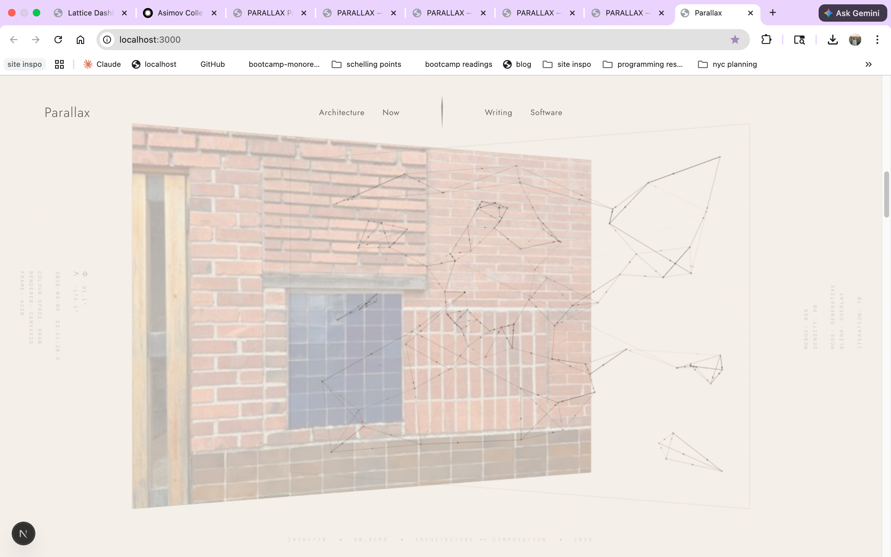 Full homepage hero — brick wall photo cycling behind the wire network