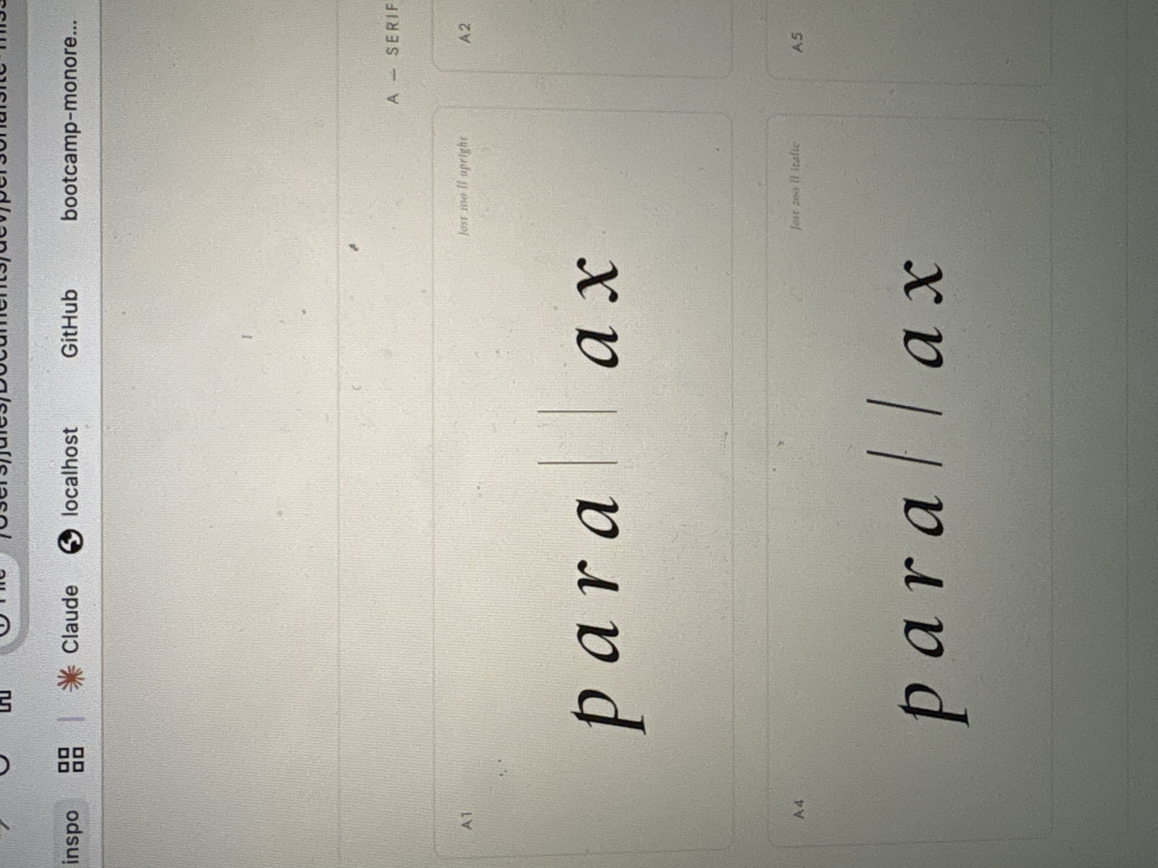 Lowercase italic parallax — the calligraphic direction