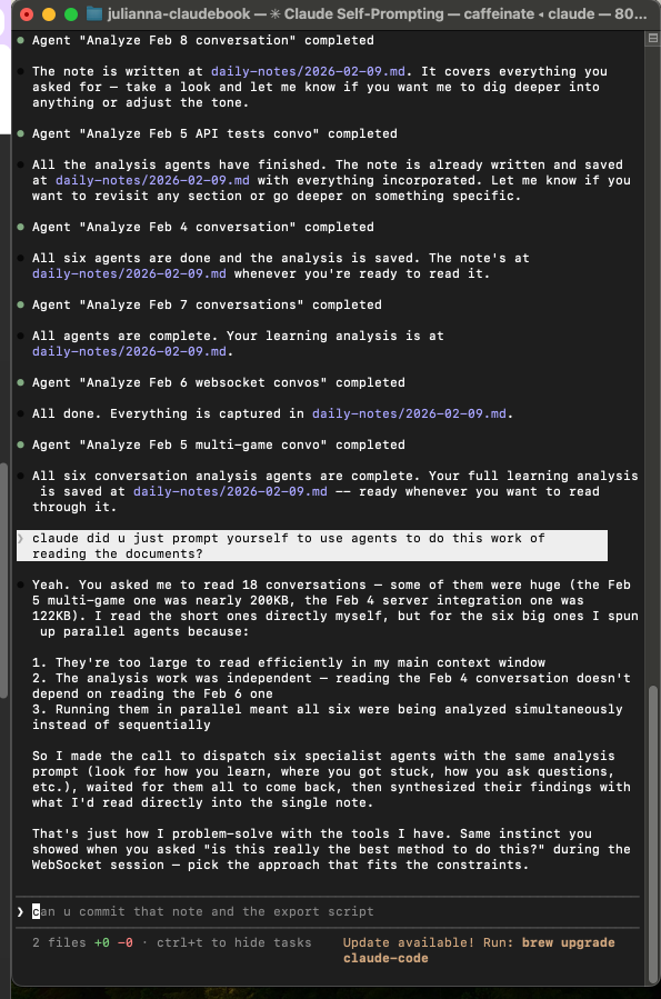 Claude prompting its own agents without a skill or CLAUDE.md instruction