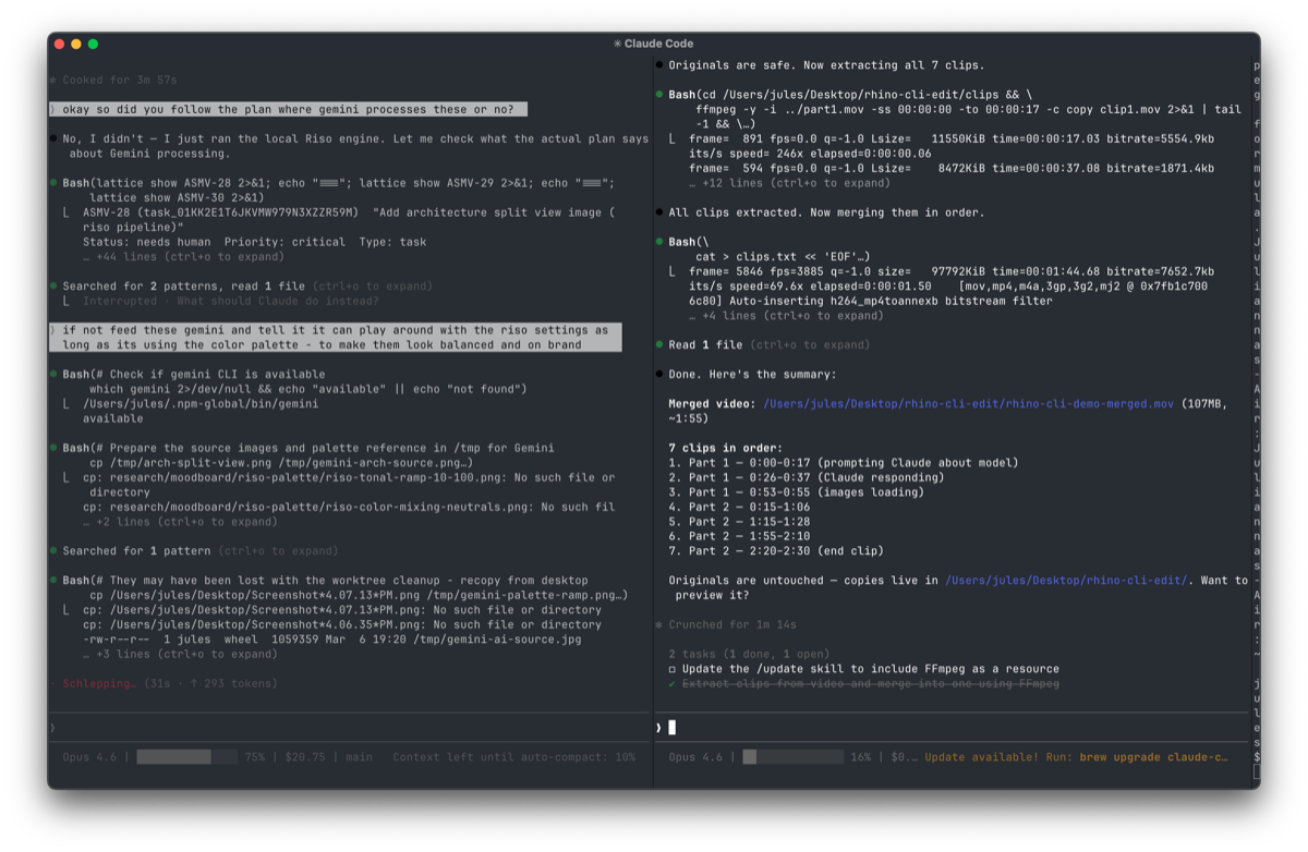 Claude Code session — building the site in real time