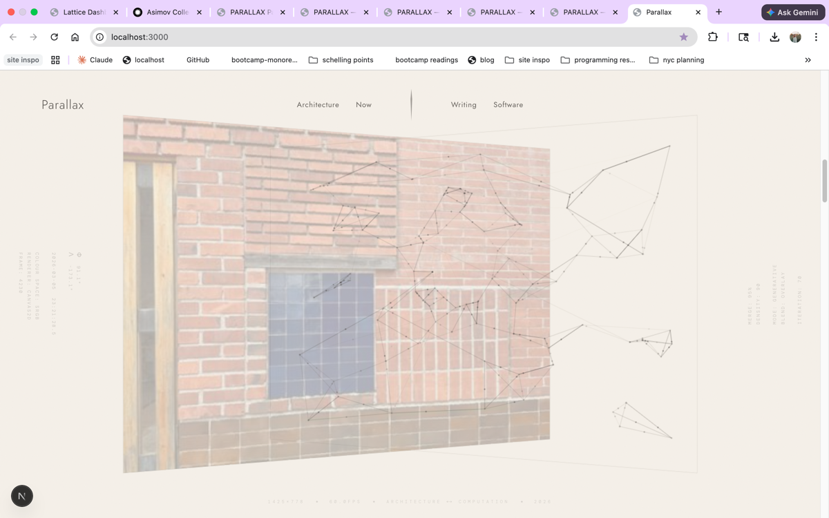 Full homepage hero — brick wall photo cycling behind the wire network