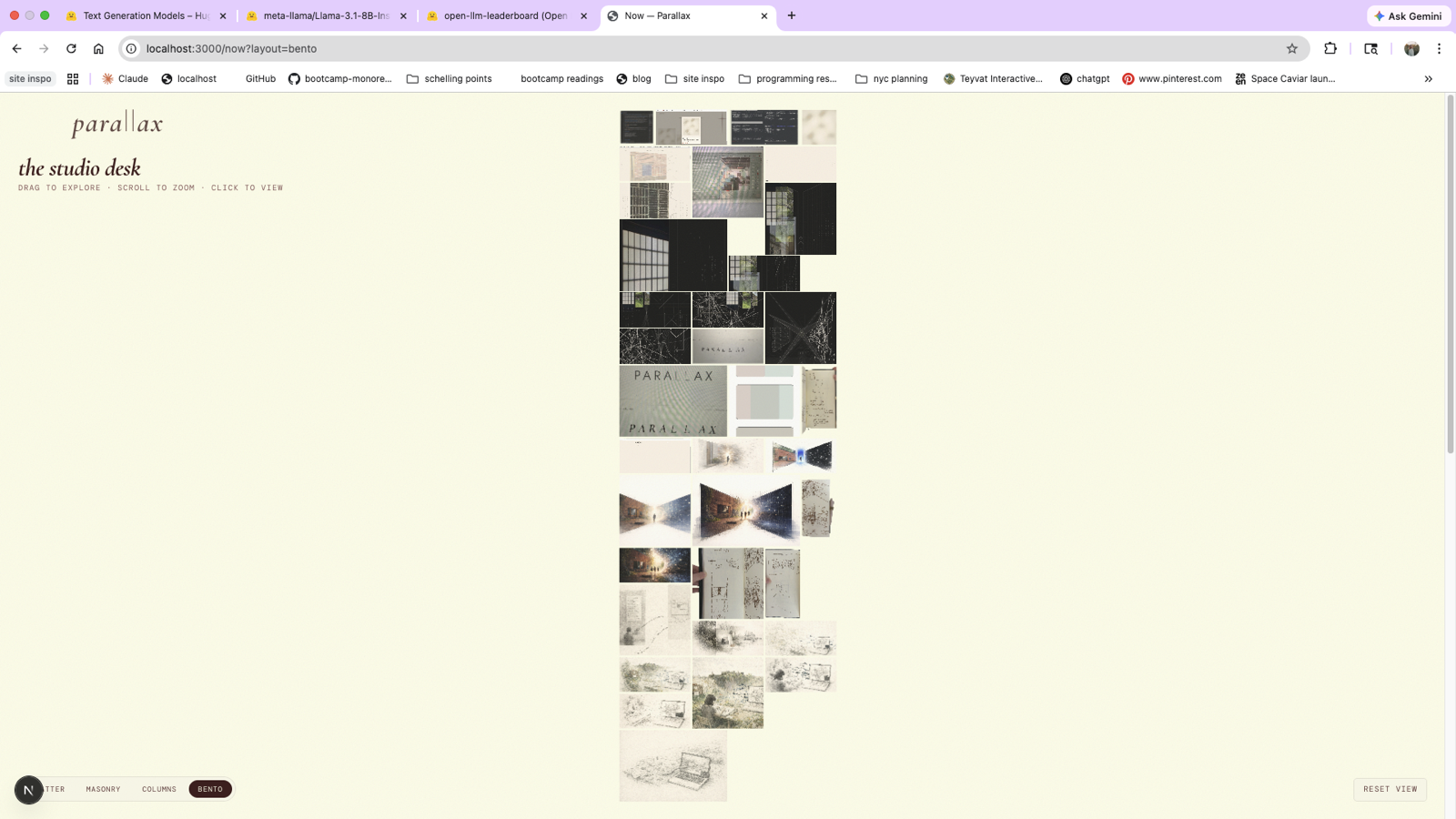 Now page single-column layout — vertical scroll, editorial pacing