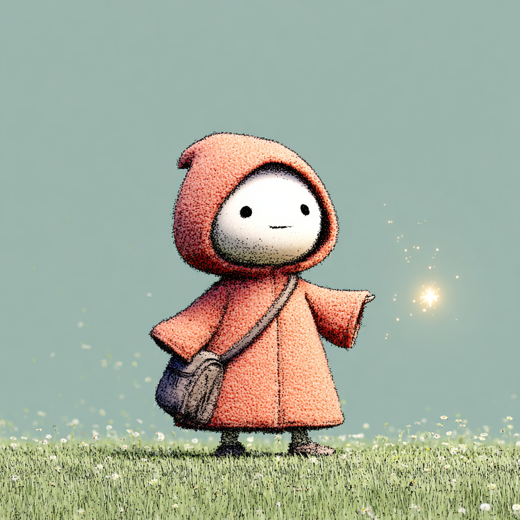 Midjourney avatar — red hooded figure with lantern on a hill