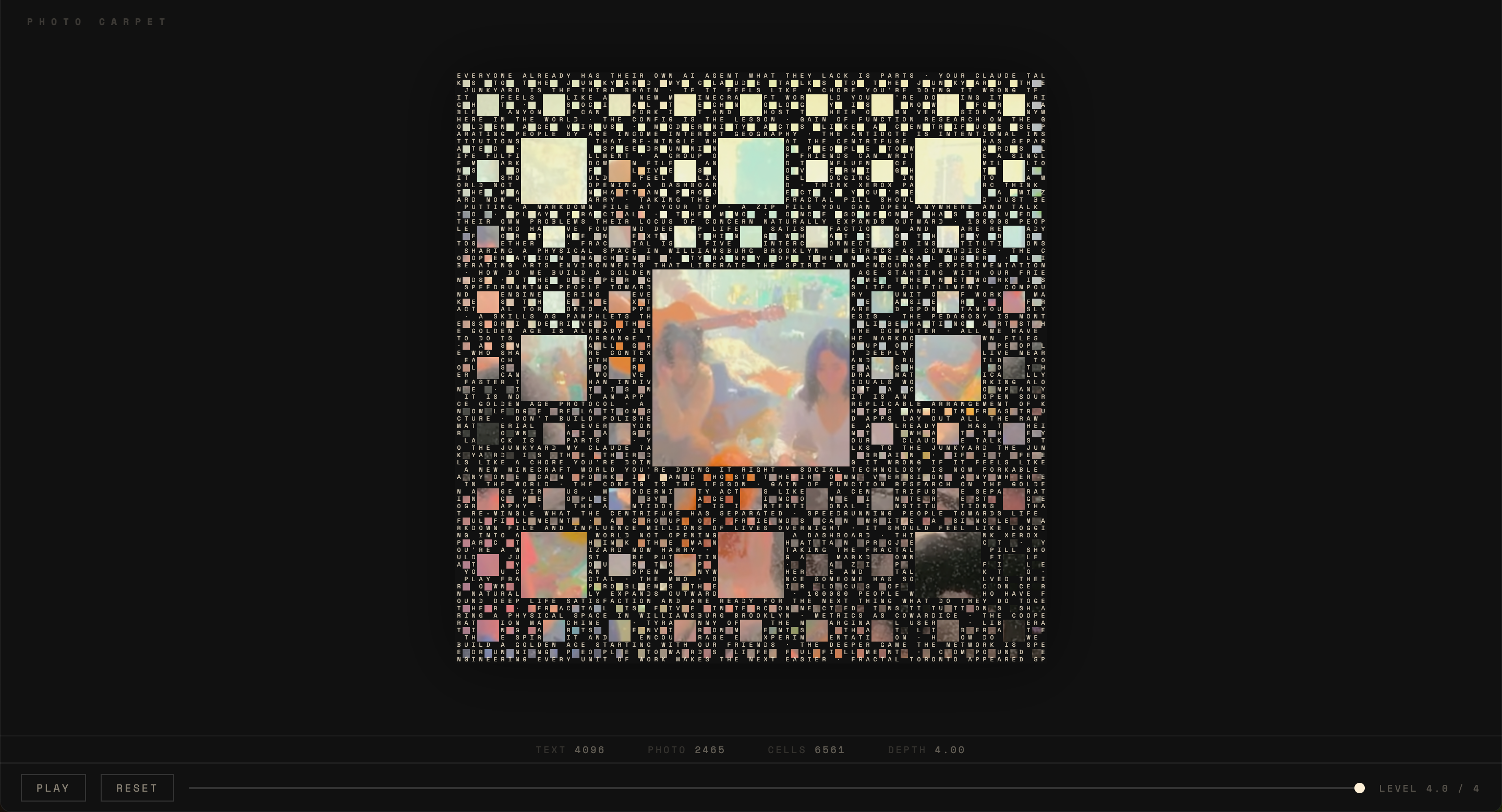 Photo Carpet — recursive Sierpinski pattern filled with photos